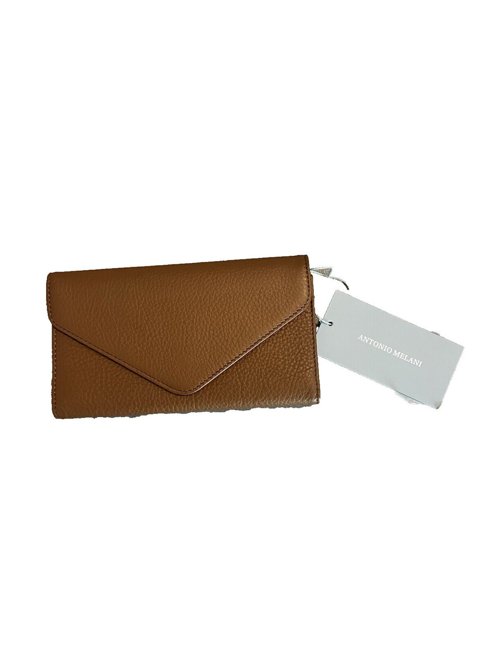 Antonio Melani Pebbled Leather Envelope Wallet Cognac NWT